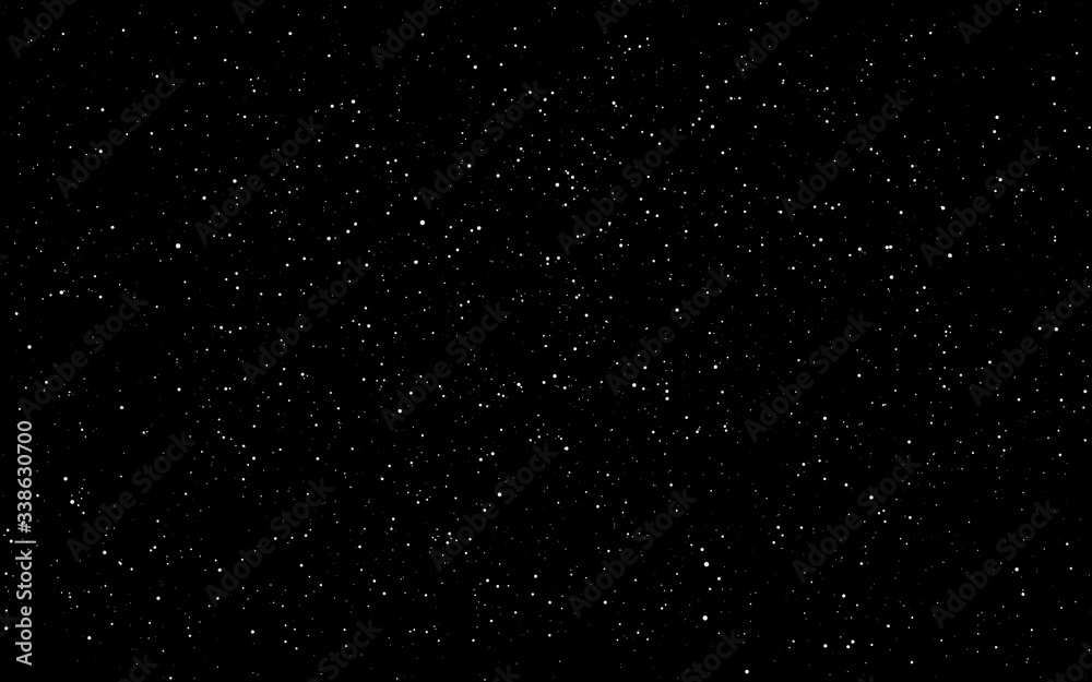 Space background. Dark infinite universe with shining stars and constellations. Starry cosmos. Realistic stardust wallpaper. Black night sky and milky way. Vector illustration