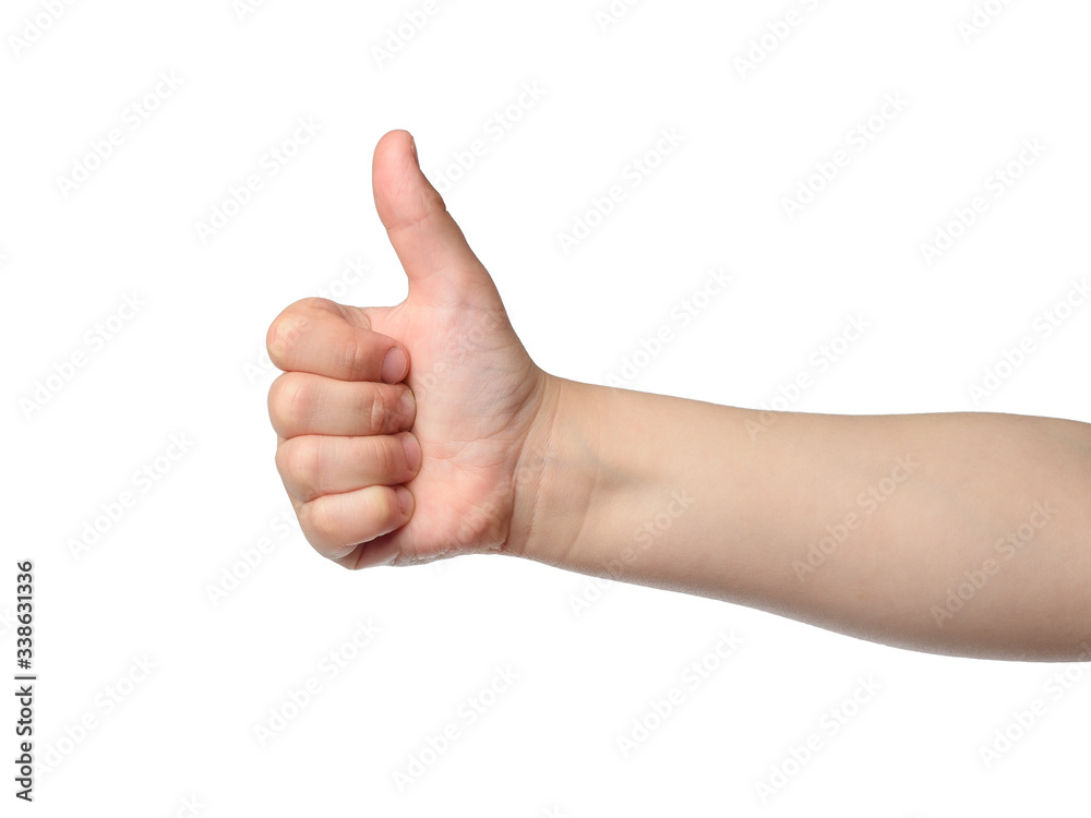 Kid hand show thumbs up sign. Like symbol Kid hand show thumbs up sign. Like symbol