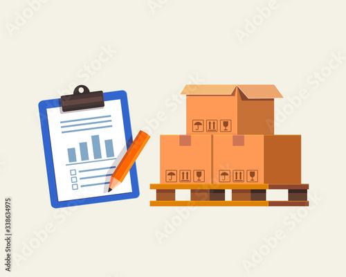 Vector illustration of crate boxes for quality check