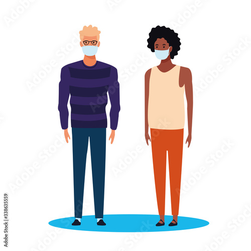 interracial men using face mask for covid19