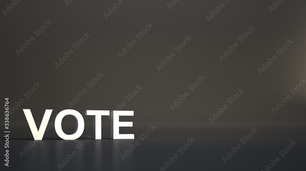 vote concept 3d render. vote signature, text on graybackground. vote concept 3d render. vote signature, text on graybackground.
