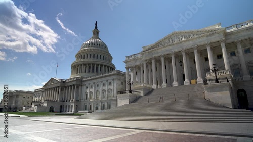 Steadicam motion of the US Capitol on a sunny beautiful day in Washington, DC.