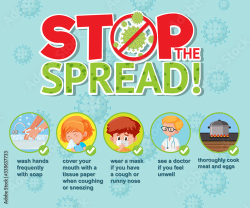 Coronavirus poster design with word stop the spread