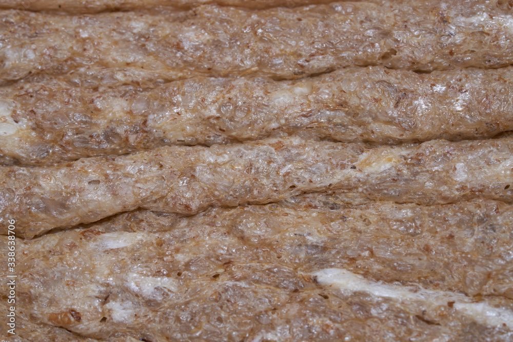 Wheat and rye bread slice texture, food macro, closeup. Wheat and rye bread slice texture, food macro, closeup.