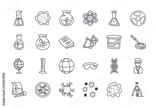 Wallpaper Mural geography tool and science icon set, line style Torontodigital.ca