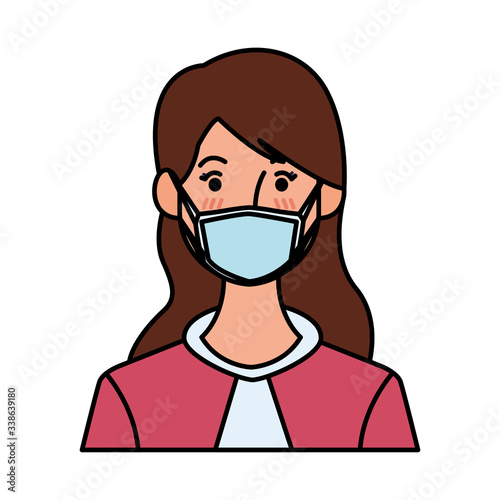 woman using face mask head character