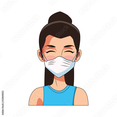 woman using face mask head character