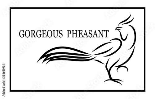 Line art vector logo of pheasant that is walking.