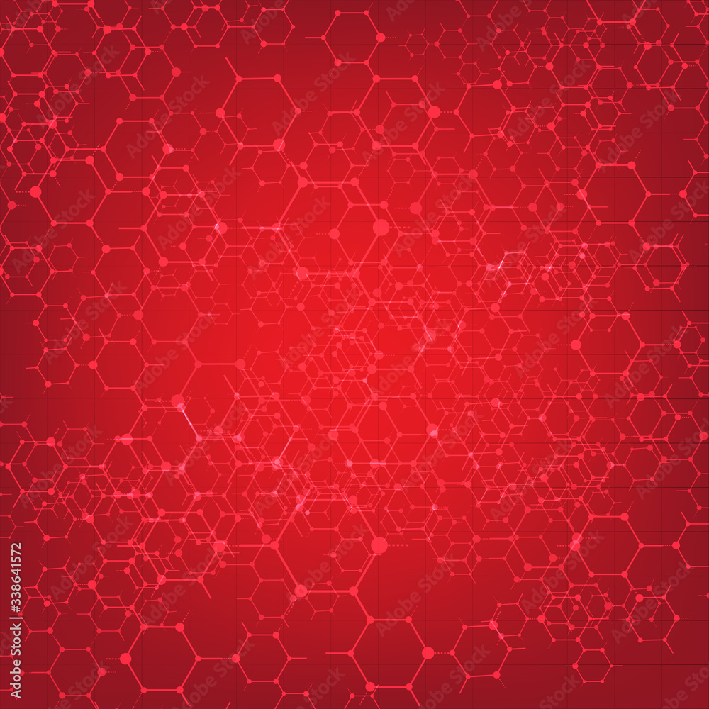 Obraz premium polygon meddical line on red background