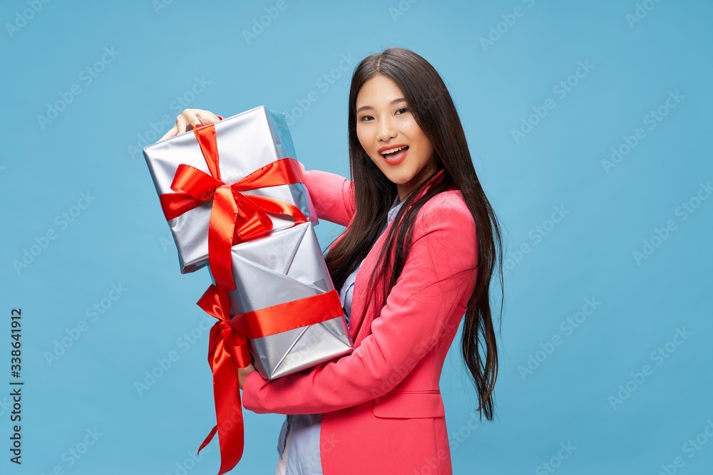 young woman with gift box