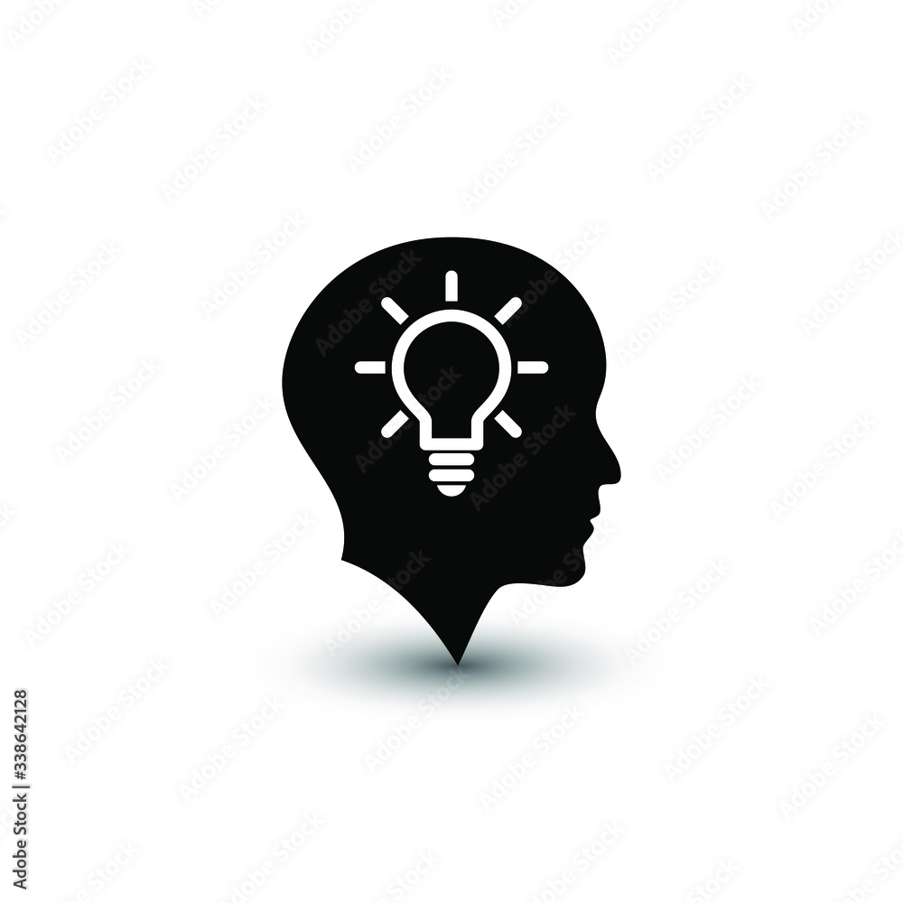 Head idea icon isolated on white background. bulb concept vector illustration. EPS 10. Head idea icon isolated on white background. bulb concept vector illustration. EPS 10.