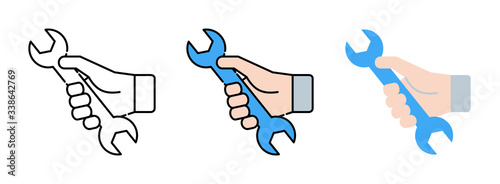 hand holding spanner icon set isolated on white background for web design ,Service concept