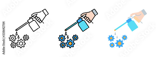 hand holding oiler icon set isolated on white background for web design ,Service concept