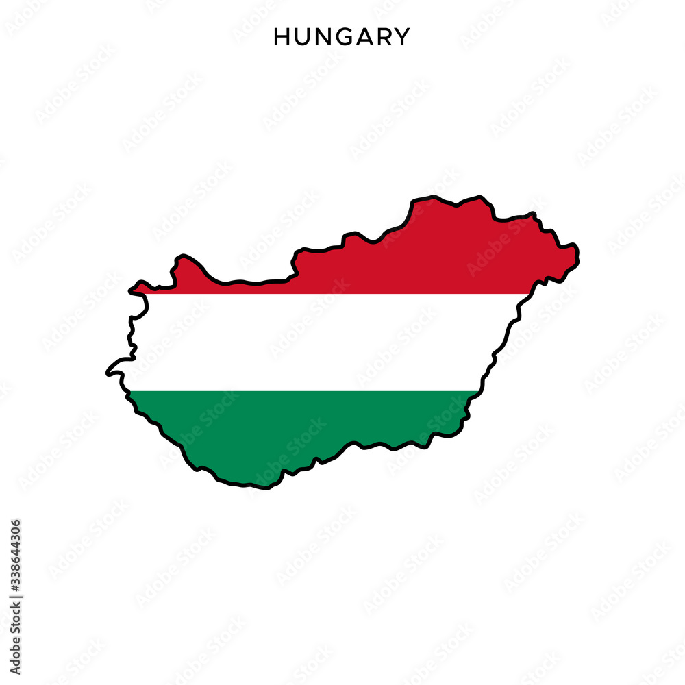 Fototapeta premium Map and Flag of Hungary Vector Design Template with Editable Stroke