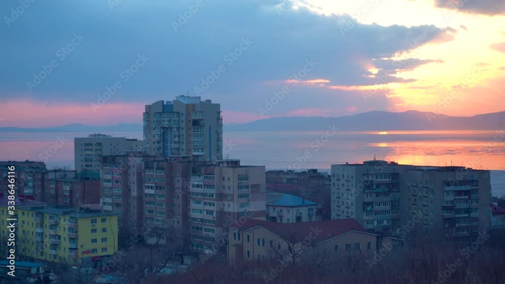 Panorama of the city landscape at sunset. Panorama of the city landscape at sunset.