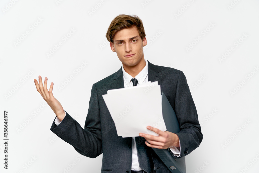 businessman holding a blank paper businessman holding a blank paper