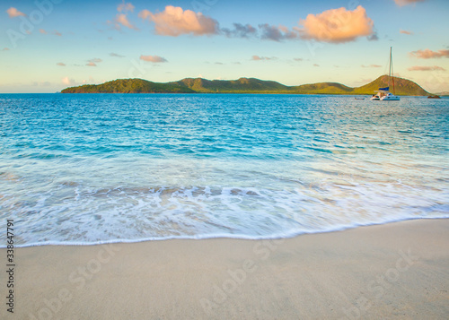 Tropical Beach with Green Island