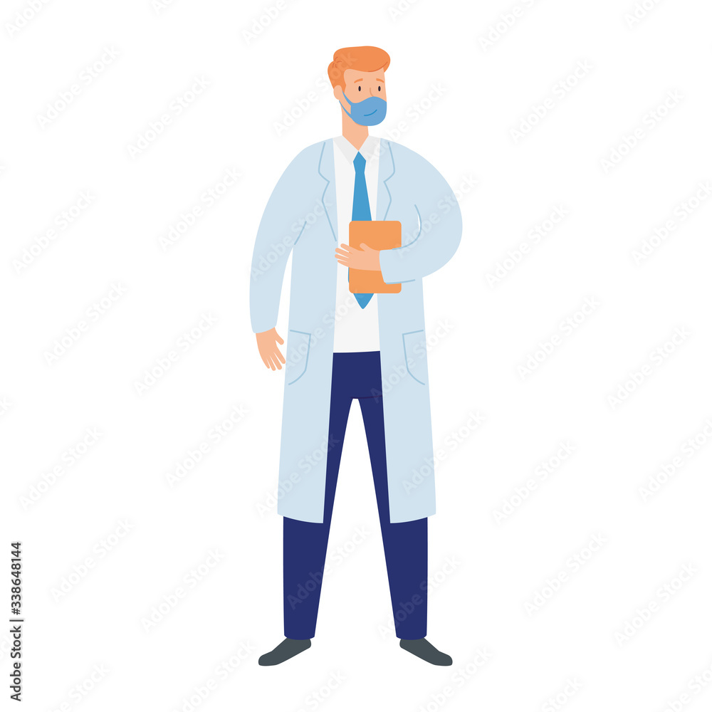 doctor male with face mask and clipboard vector illustration design doctor male with face mask and clipboard vector illustration design