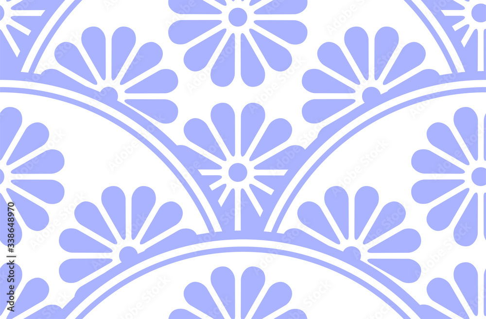 Obraz premium Pale color Circular Chrysanthemum japanese pattern