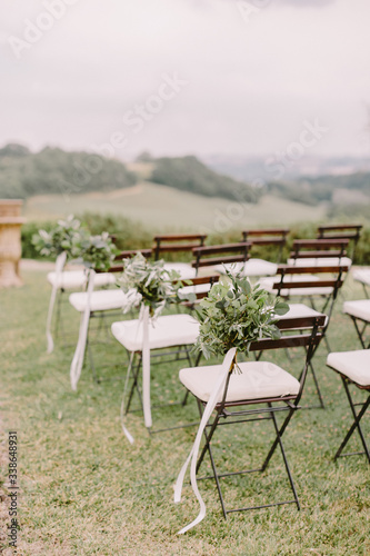 wedding decoration chairs in rustic green style