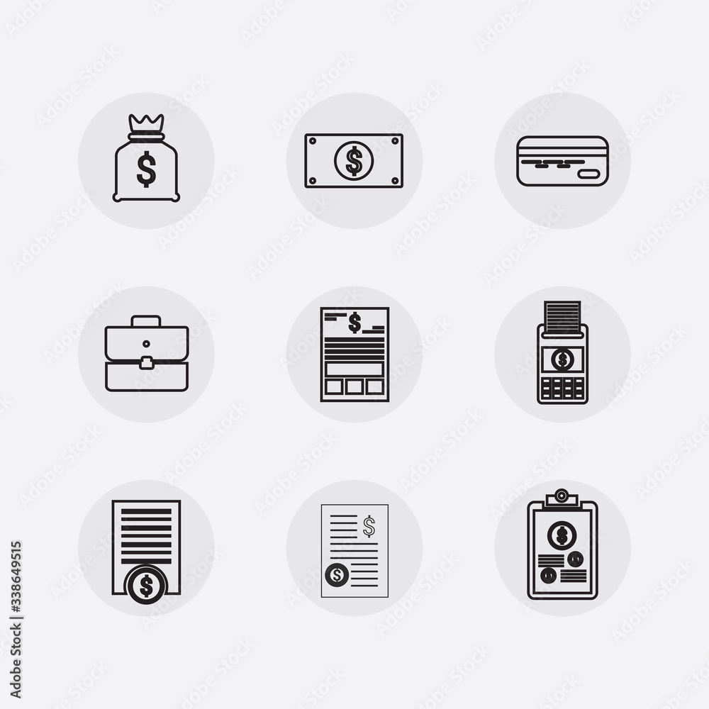 Finance icons. Vector icons set