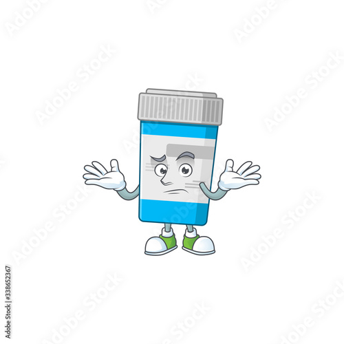 An image of medical bottle in grinning mascot cartoon style