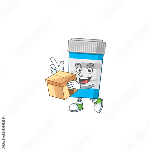 Medical bottle cartoon design style having gift box