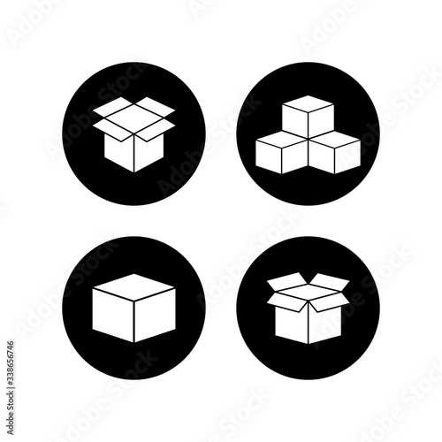 Open box icons set. Cardboard box, packaging open. Box icon vector