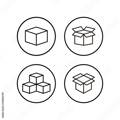 Open box icons set. Cardboard box, packaging open. Box icon vector