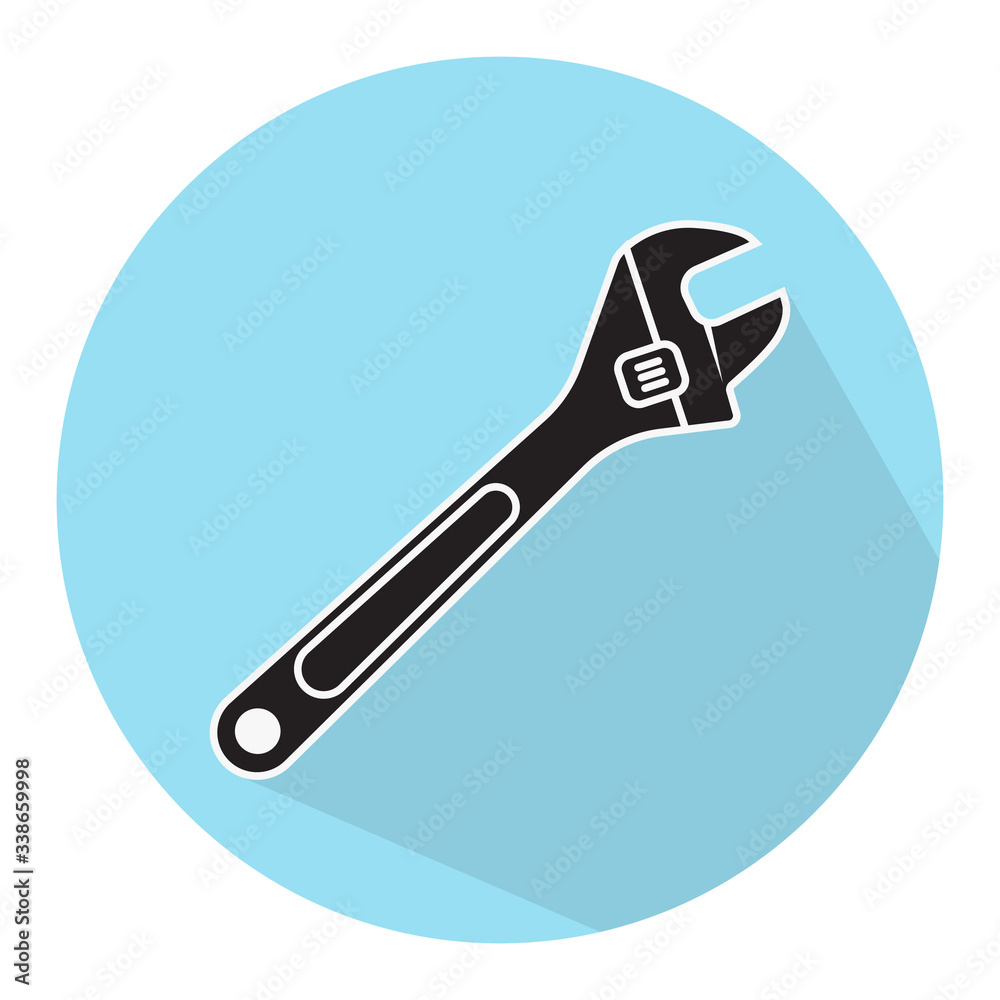 adjustable wrench vector flat icon for apps or websites. adjustable wrench vector flat icon for apps or websites.
