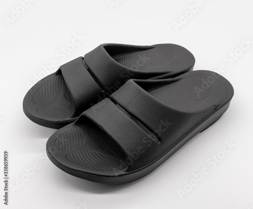 Recovery footwear in black color isolated on white