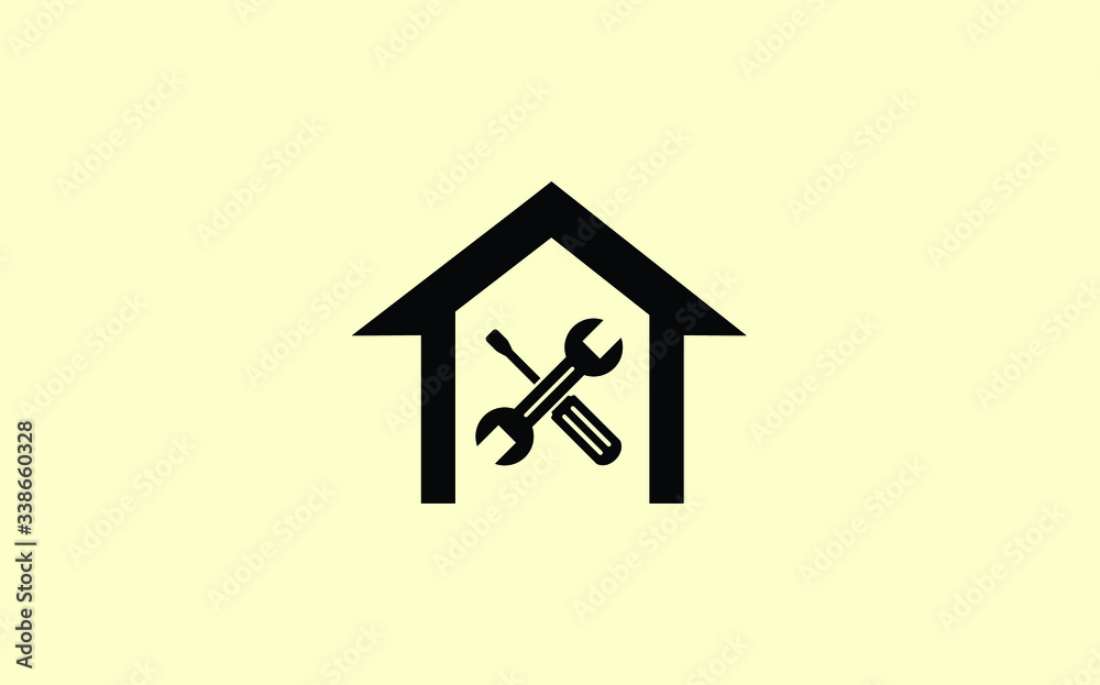 House or Home repair logo, Spanner, Wrench, Screwdriver Repair maintenance Tools vector logo House or Home repair logo, Spanner, Wrench, Screwdriver Repair maintenance Tools vector logo