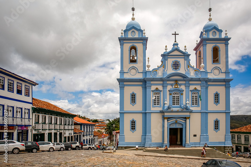 Town square with the baroque Catedral Metropolitana de Santo Antonio da Se (Metropolitan Cathedral of St. Anthony), Diamantina, Minas Gerais, Brazil 