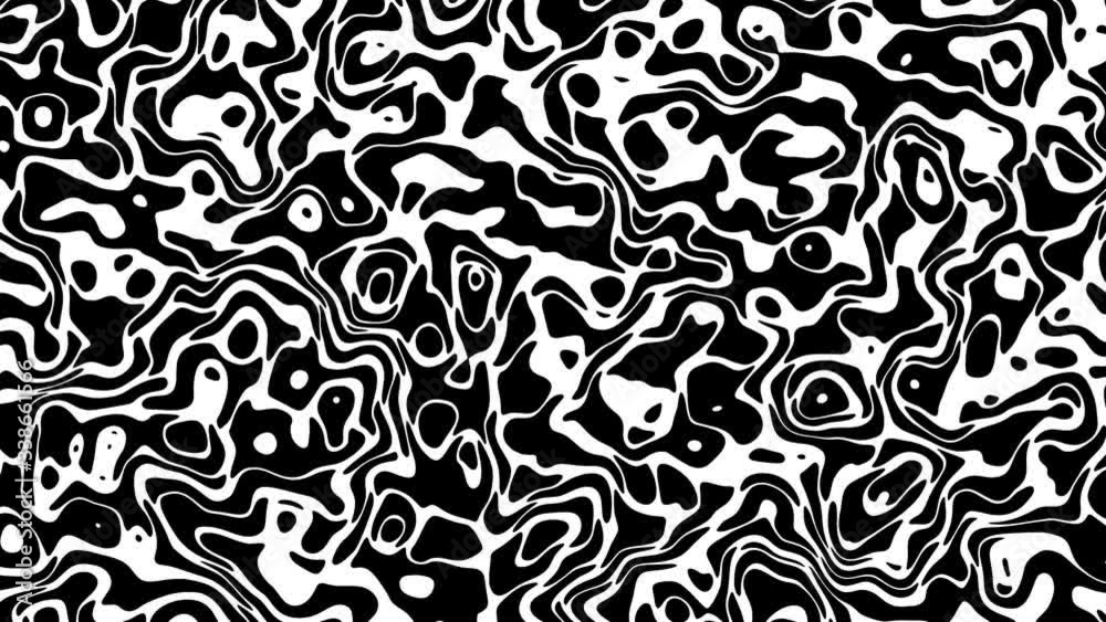 Transforming black and white abstract background. Psychedelic wavy animated abstract curved shapes. Looping footage. Transforming black and white abstract background. Psychedelic wavy animated abstract curved shapes. Looping footage.