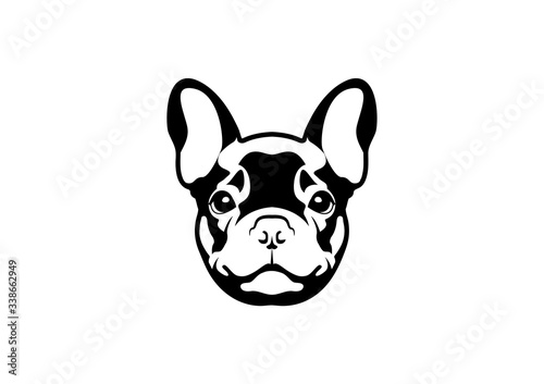 Cute French Bulldog in Black and White Logo Symbol.