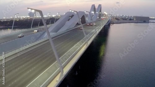 Abu Dhabi bridge at night general view