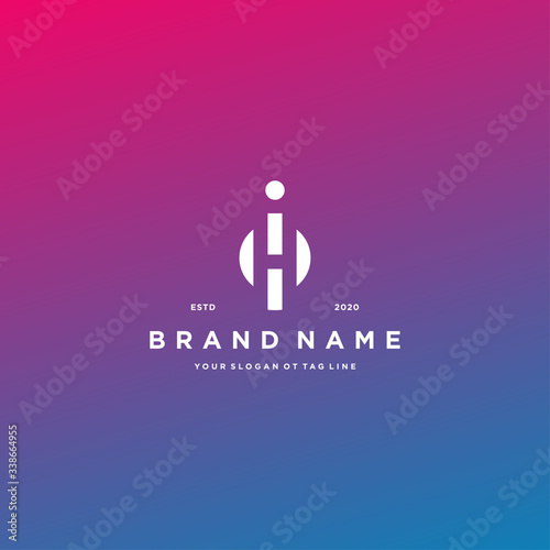 letter HI logo design vector