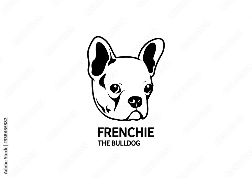Adorable French Bulldog Face. Cute Frenchie with bunny ears in black ...