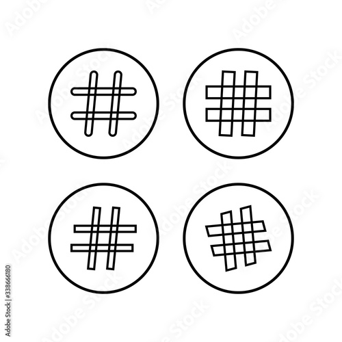 Hashtag icons set. black hashtag icon