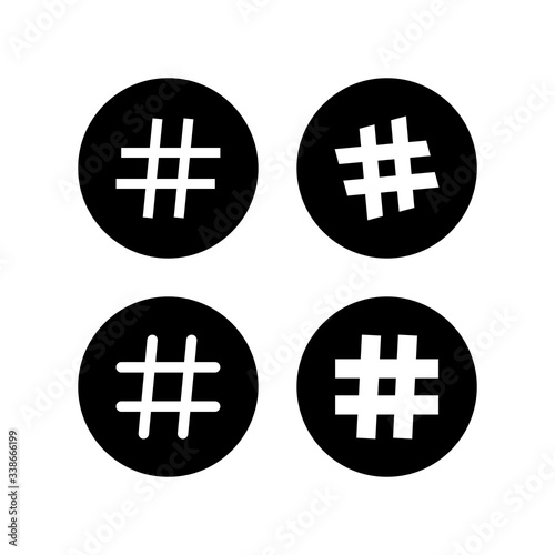 Hashtag icons set. black hashtag icon