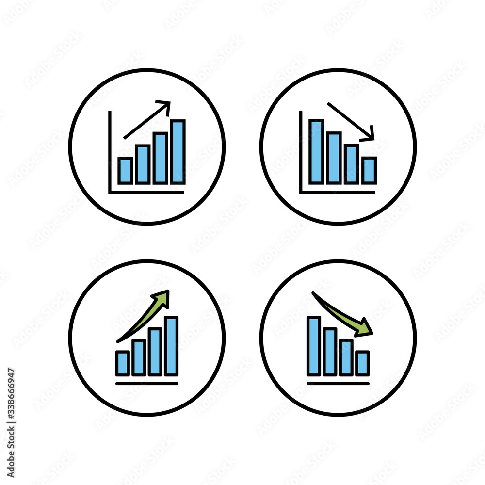 Growing graph Icons set. Chart icon. Graph Icon in trendy flat style isolated Growing graph Icons set. Chart icon. Graph Icon in trendy flat style isolated