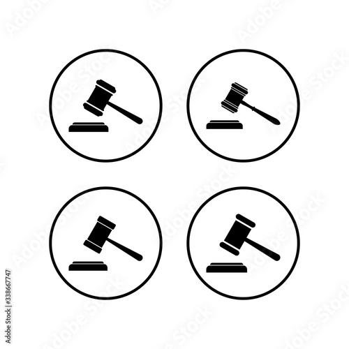 Gavel icons set. Hammer icon vector. Judge Gavel Auction Icon Vector. Bid