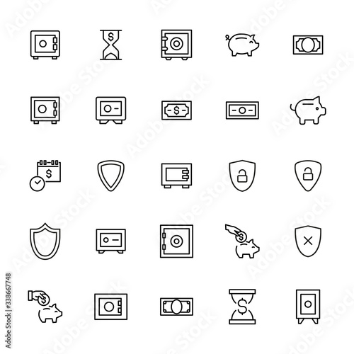 Simple set of insurance icons in trendy line style.