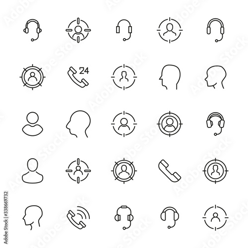 Premium set of customer service line icons.