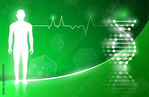 abstract background technology concept in green light,human body heal,technology modern medical science in future and global international medical with tests analysis clone DNA human