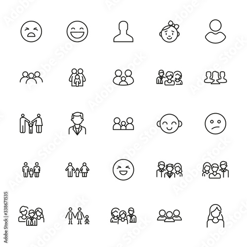 Simple set of human icons in trendy line style.