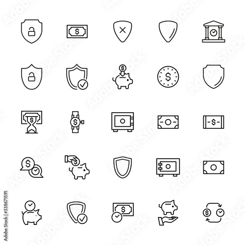 Simple set of insurance icons in trendy line style.