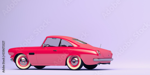 Stylized, toy looking vintage car. 3d render. 
