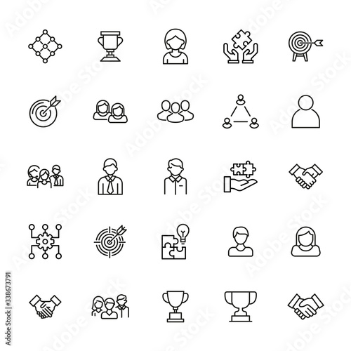 Simple set of leadership icons in trendy line style.