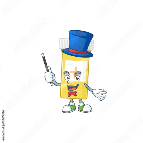 Talented medicine bottle Magician cartoon design style